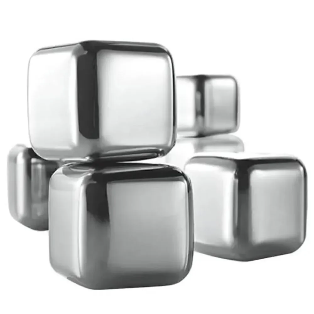 Brookstone metal n’ice cubes for drinks 6 cubes per container stainless steel